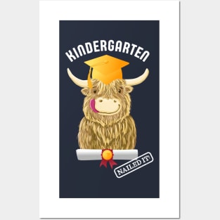 Scottish Highland Cow Kindergarten Graduation Posters and Art